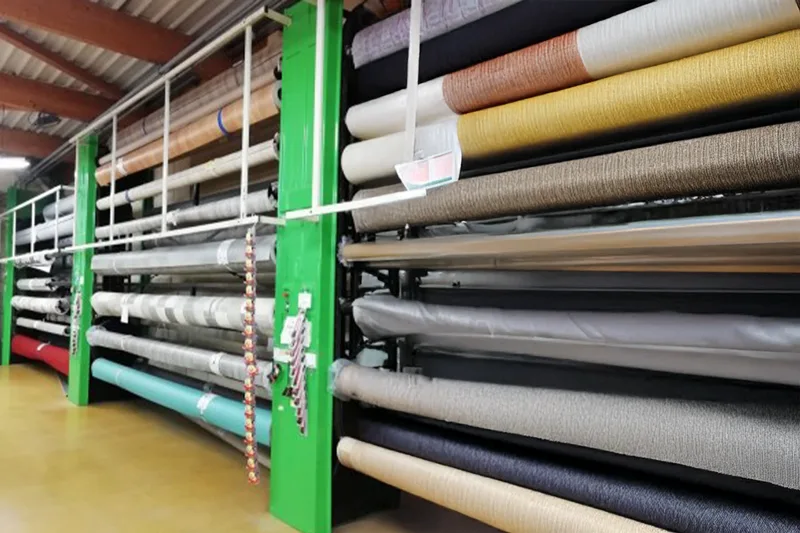: Dérouleur à moquette industriel, système de manutention et de découpe optimisé pour les rouleaux de moquette et revêtements de sol.