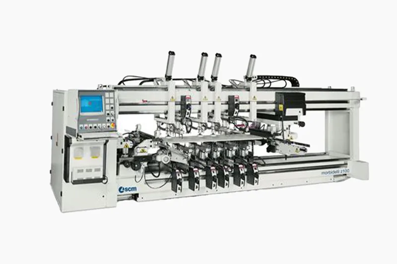 Perceuse multi-broche SCM Morbidelli Z100, centre d'usinage industriel pour le perçage précis et automatisé de panneaux en bois et composites.