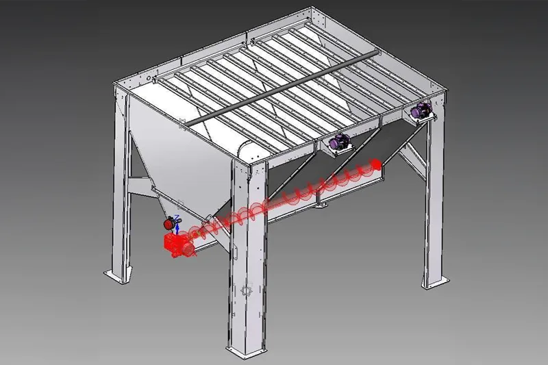 Système de filtration industriel avec convoyeur à vis pour éliminer les poussières et les particules fines dans les ateliers de productio