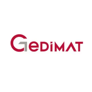 Logo officiel de Gedimat, fournisseur de matériaux de construction et de bricolage.