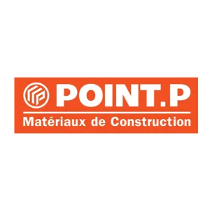 Logo officiel de Point.P, fournisseur leader en matériaux de construction pour les professionnels du bâtiment.